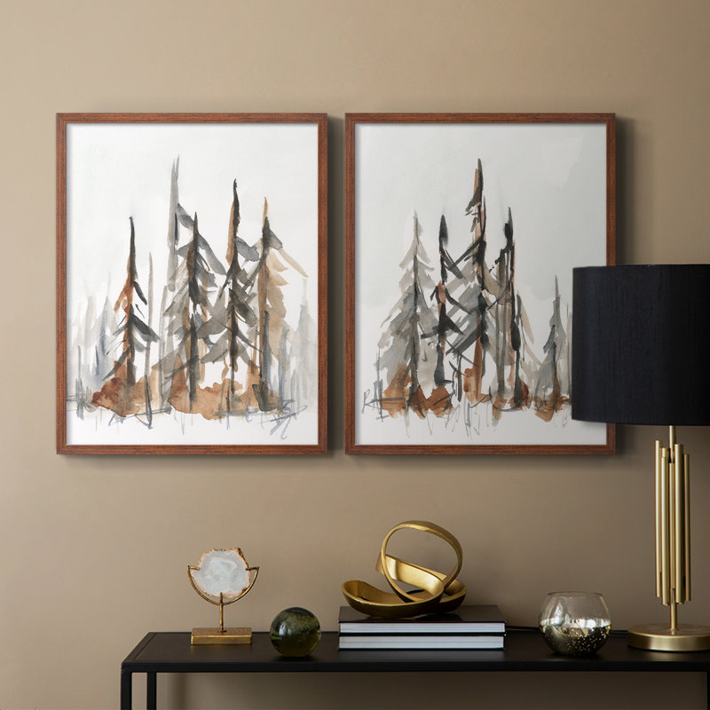 «Rustic Evergreen I», reproduction encadrée de qualité supérieure - prête à être accrochée - aucun clou requis - aucun clou requis