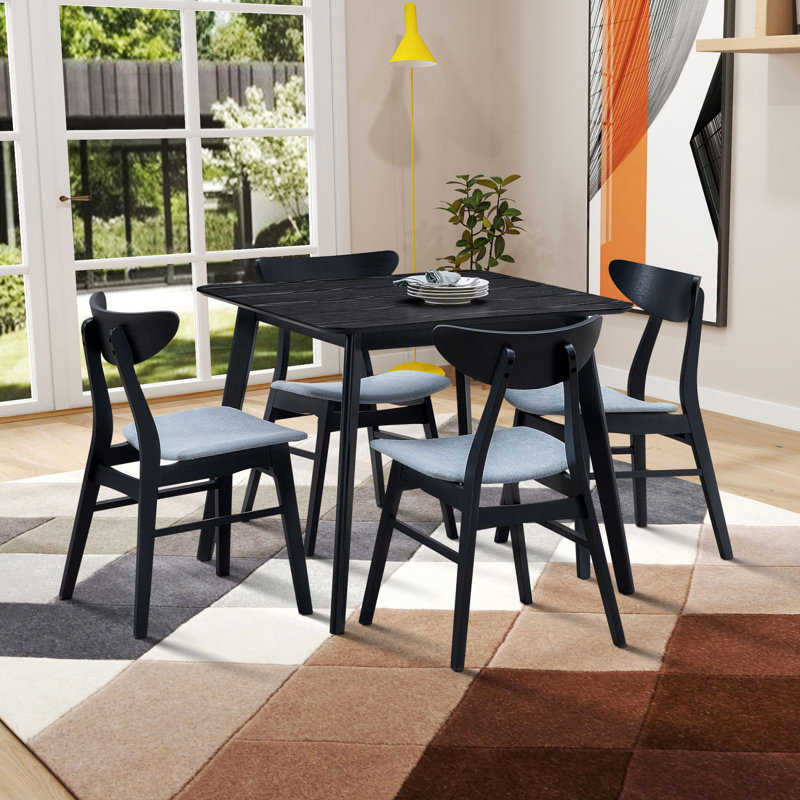 Table avec ensemble de tables de salle à manger Chawoodwood, table de cuisine carrée de conception simple et chaises rembourrées en tissu