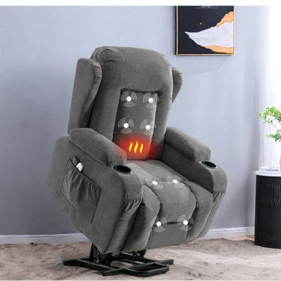 Fauteuils élévateurs électriques avec fonction massage et chaleur, en coton brun, pour chambre à coucher moderne