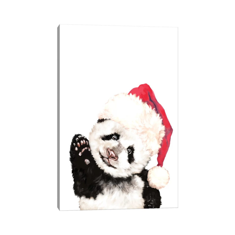 Christmas Panda by Big Nose Work - Wrapped Canvas Print, 20.32 cm H x 30.48 cm W