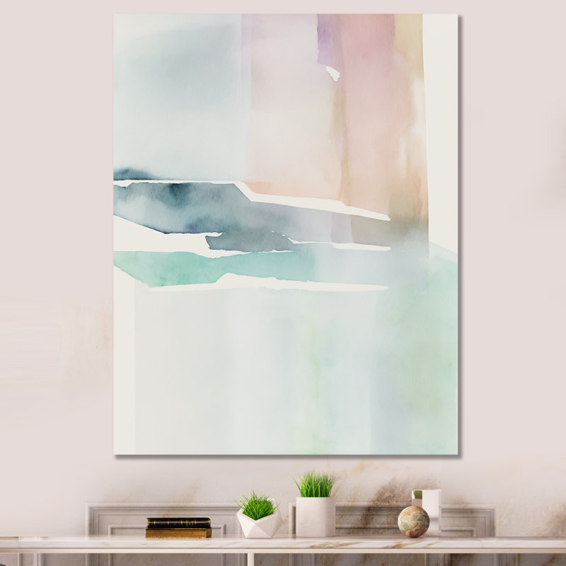 Pastel Serenity II - abstrait, encre liquide, H 20 po x l 12 po x P 1 po, Toile tendue