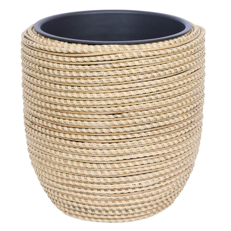 Pot de fleurs en rotin poly avec insert en PP - ensemble de 2