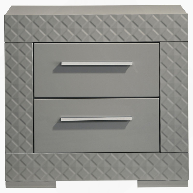 Table de chevet 2 tiroirs Pierce Grey, Gris