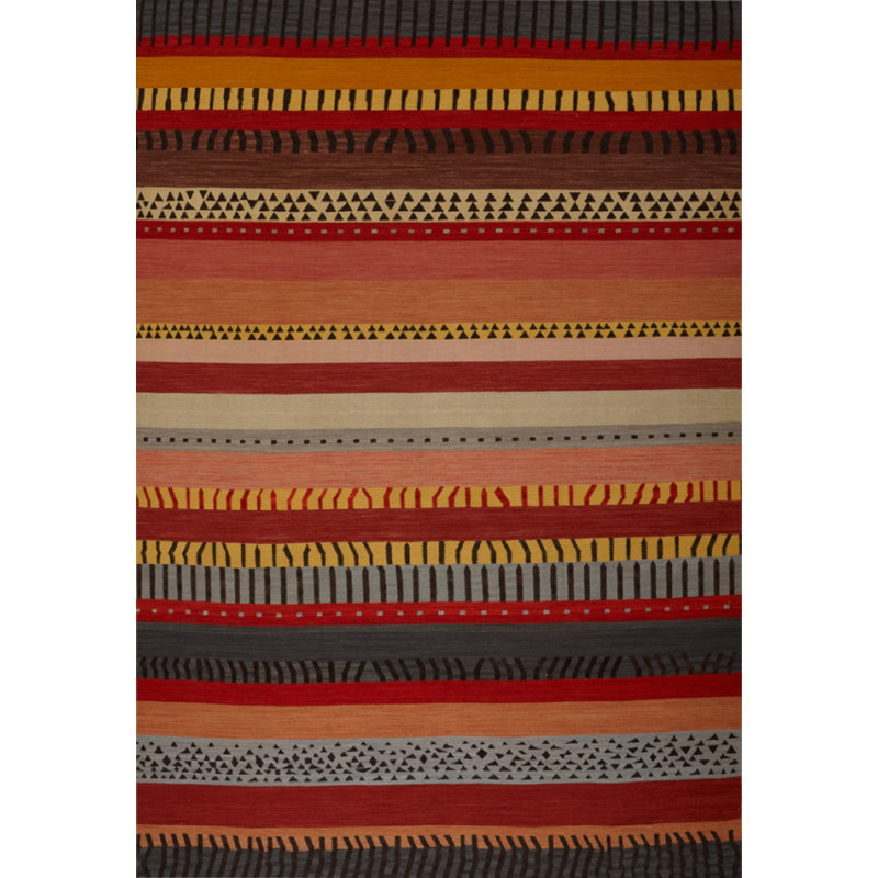 Striped Area Rug in Red/Black
