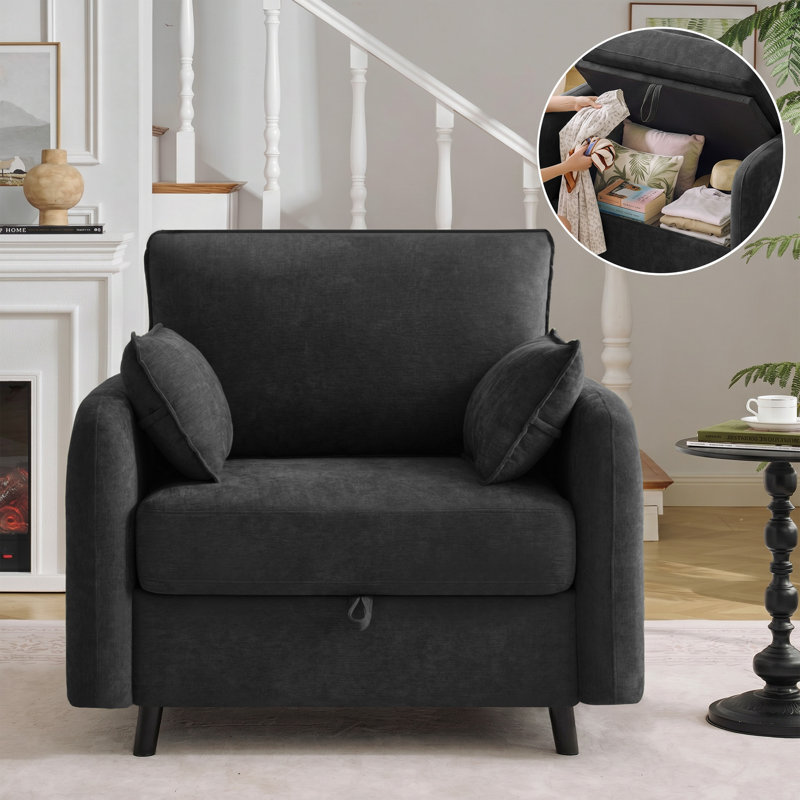 Fauteuil d'appoint surdimensionné en chenille avec rangement dissimulé, fauteuil canapé une place moderne pour salon, No