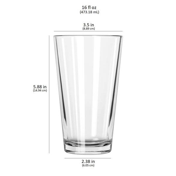 Libbey Glass Can (Set of 24), Clear, 16 fluid ounces