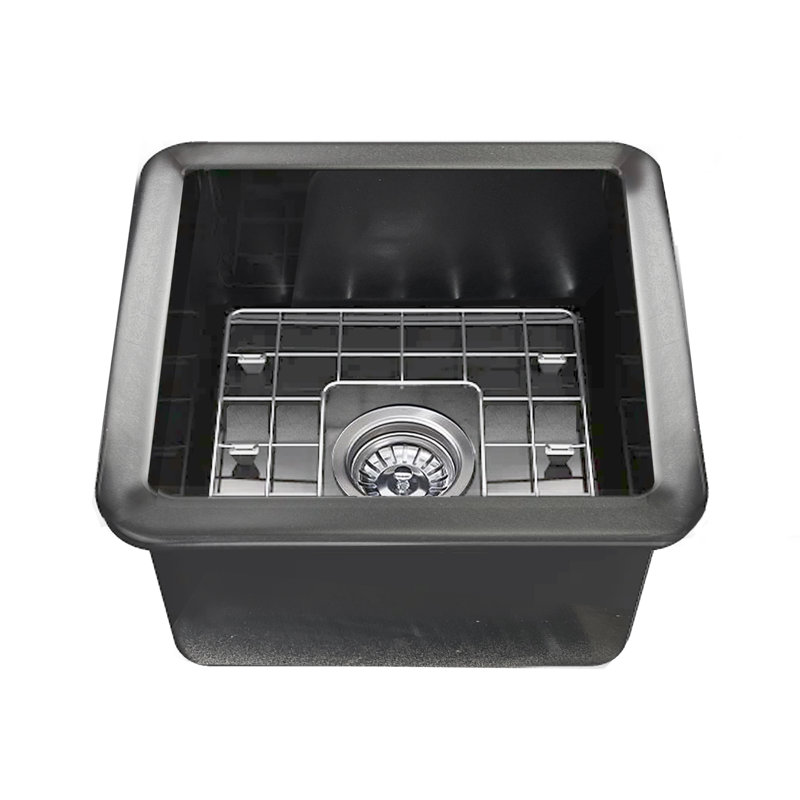 Pranav 18'' L Single Bowl Fireclay Kitchen Sink, Matte Black