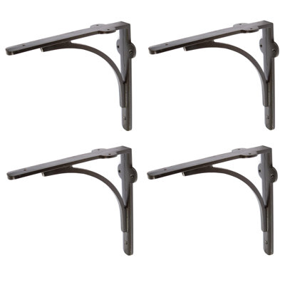 Hammer & Tongs - Curved Iron Shelf Bracket - D205mm - Black