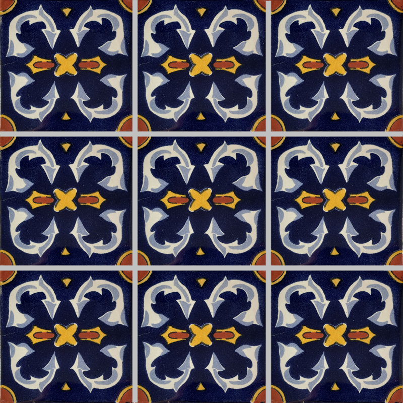 Carrelage mexicain à rubans Talavera 4,2 po x 4,2 po 9 pièces TalaMex