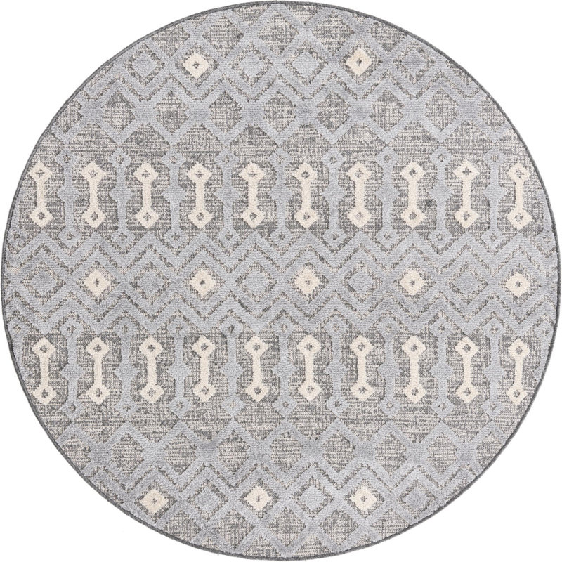 Tapis de couloir contemporain Breyer beige-gris couleur étain-beige32, Rond 5 pi 3 po