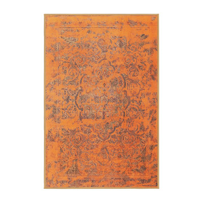 Tapis orange/gris traditionnel Gertraut