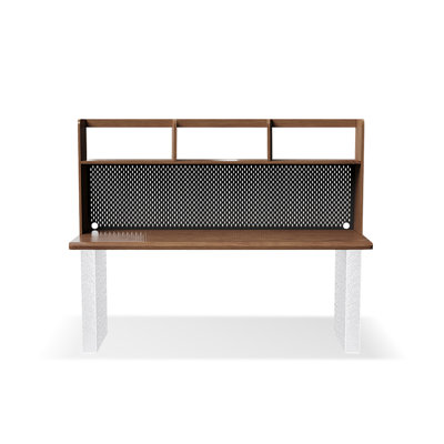Bureau noisette + bois massif rectangulaire noir + fer + bureau en acrylique