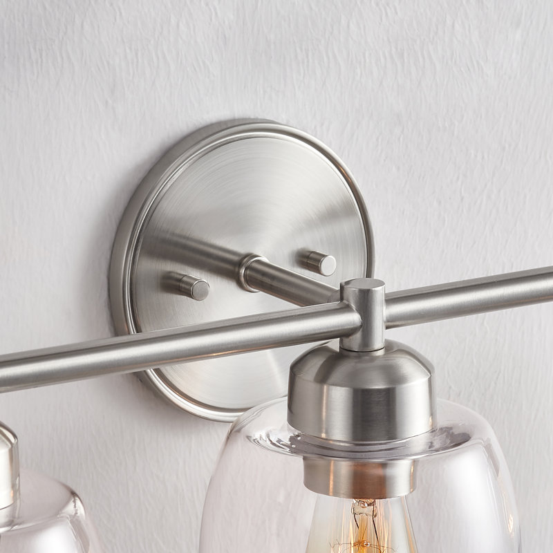 Dimmable Bathroom Vanity Light with Glass Shade, Brushed Nickel, 4 Lights