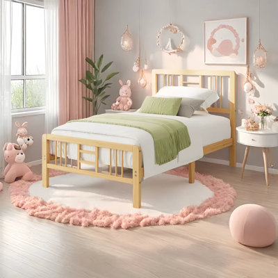  Structure de lit moderne en bois massif et fer en métal avec tête de lit en bambou - Aucun sommier requis Écologique, conception simple à profil bas pour enfants, adolescents, étudiants, adolescents