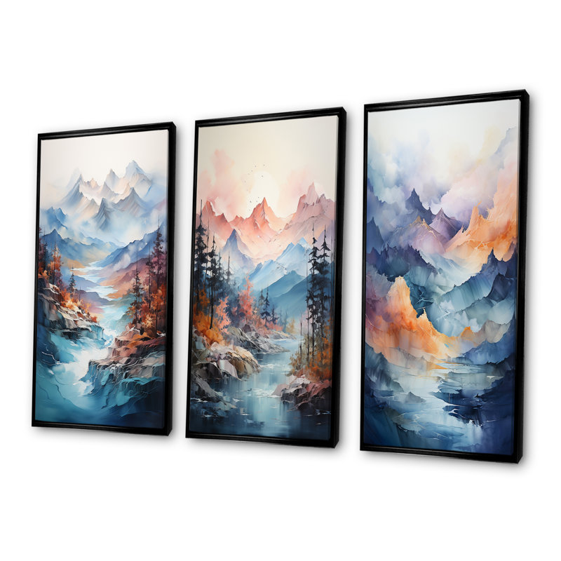 Blue Majestic Bold Mountain, Cadre flottant noir, H 32 po x l 48 po
