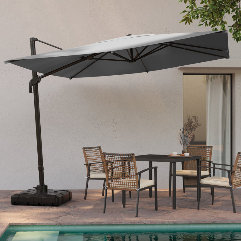 Parasol en porte-à-faux 10 pi avec base Servan Servan, Gris, 10 Ft. X 10 Ft. 