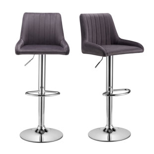  Grey Velvet 2 Set Bar Stools