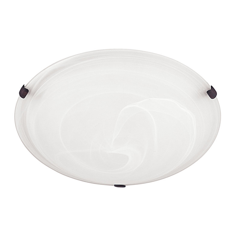 Polished Nickel 2-Light Flush Mount with Faux Alabaster Glass