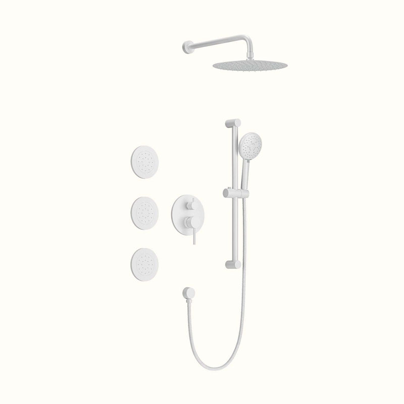 Complete Shower System with Rough in-Valve, White