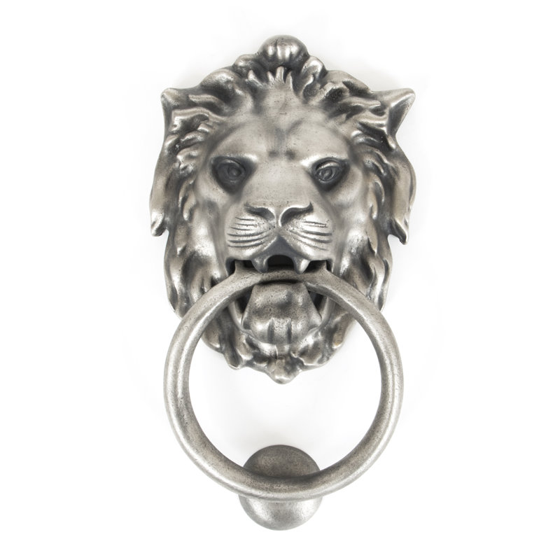 Lion's Head Door Knocker, Antique Pewter