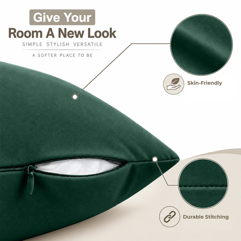 Soft Premium Microfiber Dyed Cushion Cover, EMERALD