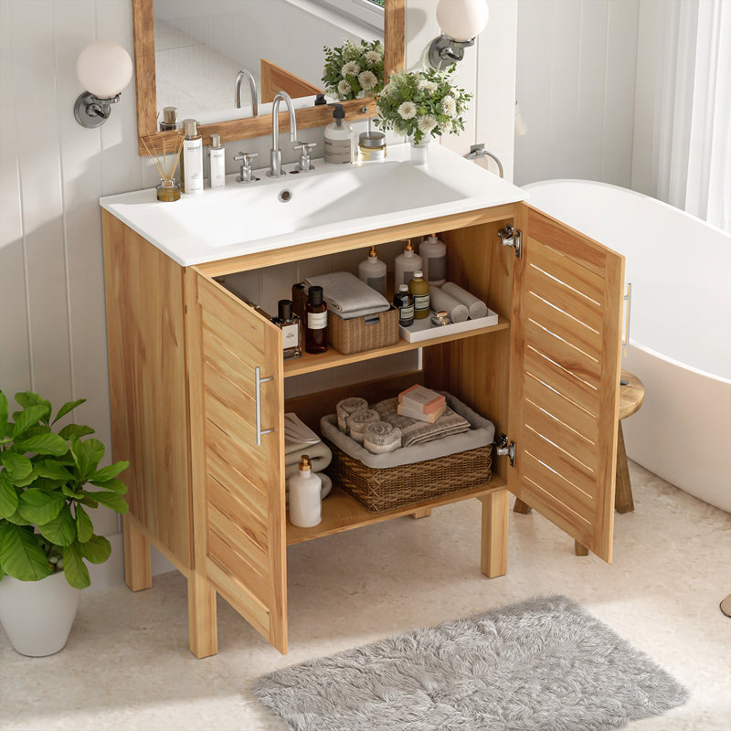 Meuble-lavabo Mid-Century avec rangement spacieux et lavabo de qualité supérieure