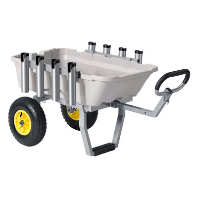 Beach Fishing Cart, 200 lbs Load Capacity, Fishing Cart with Poly Bed, Heavy-Duty Aluminum Alloy Frame, 13-Inch All-Terrain Tires, 8 Rod Holders, Strap, Easy to Clean, for Outdoor Camping Picnic