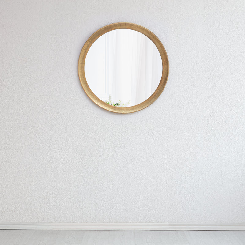 Jodh Metal Flat Wall Mirror, 58.5cm H x 58.5cm W, Antique Gold