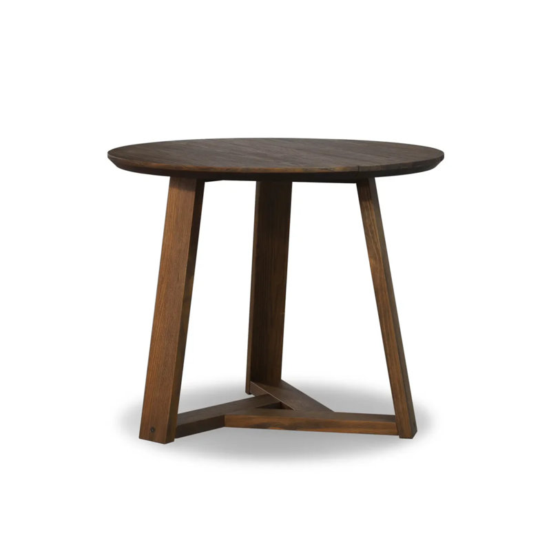 Cascais Round Dining Table With Japandi Base, Brown Oak, 30"H x 36"L x 36"D