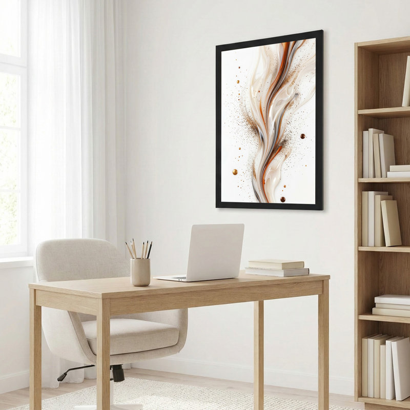 Art mural sur toile crème et cuivre, 18"H x 12"W