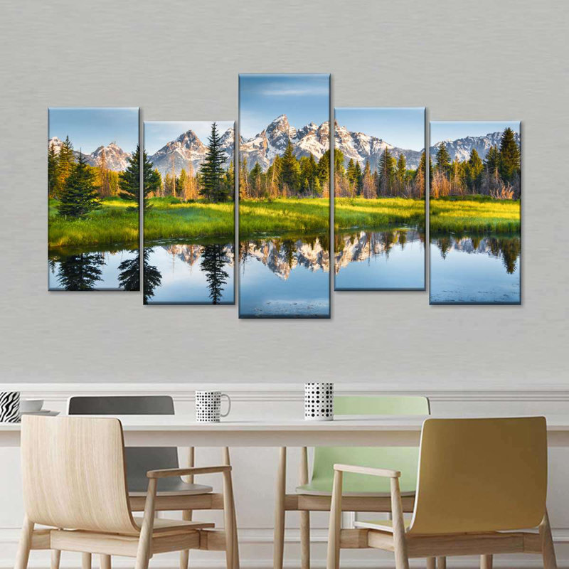 Grand Teton 5 pièces sur toile, H 24 po x l 49 po x P 1,25 po
