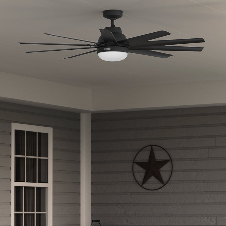 Overton 10 - Blade Standard Ceiling Fan with Wall Control and Light Kit Included