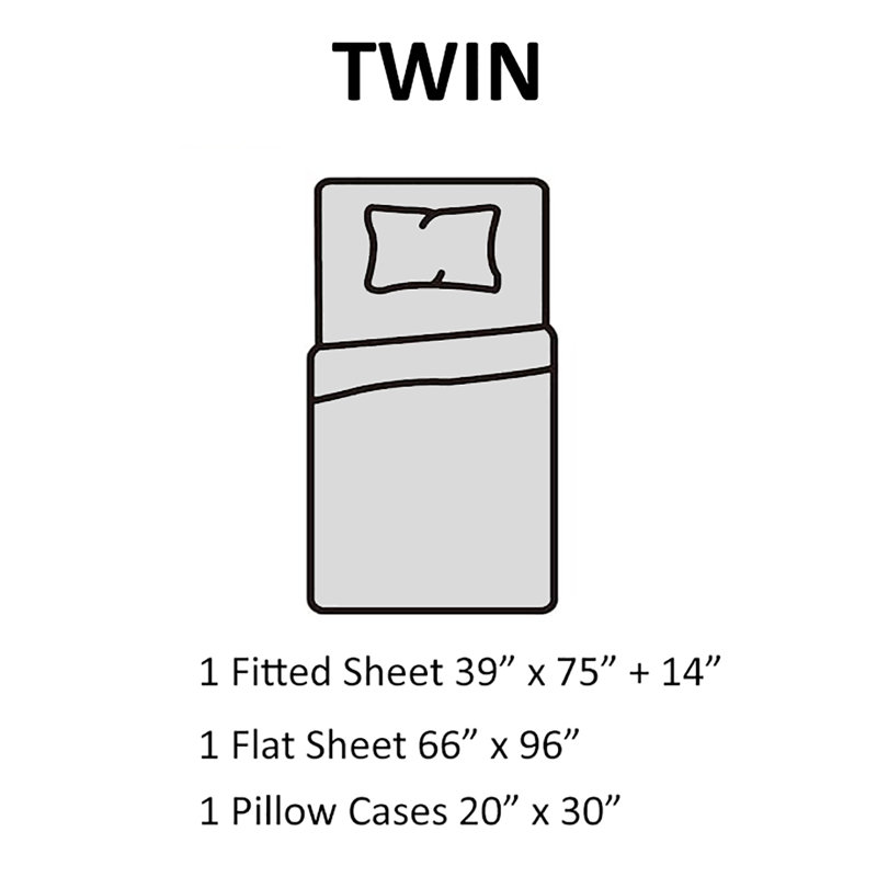 Sheet Set 2000 Embroidery Soft Cozy 14" Deep Pocket, Yellow, Twin Sheet Set with Fitted Sheet + 1 Pillowcase