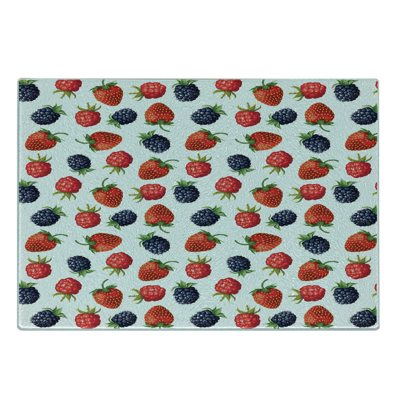 Planche à découper en verre trempé Ambesonne fraises framboise prune rouge