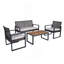 Ensemble de meubles de patio 4 pièces pour balcon, véranda, jardin, jardin, jardin, pelouse, plateau en bois d'acacia, coussin brun et beige Morden-2072602708-2072602715