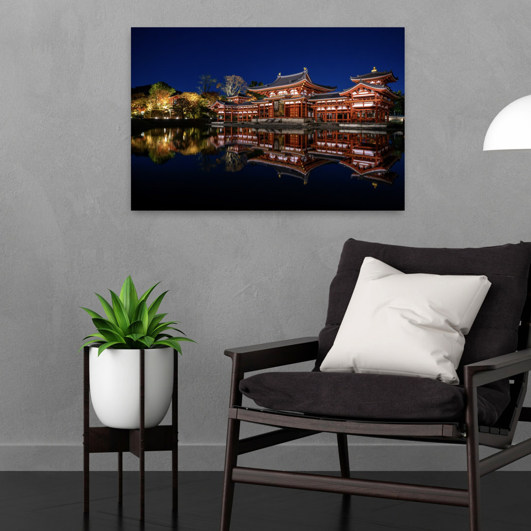 Japanese Temple Reflection Peaceful Serene Traditional Architecture Autumn Wall Art Print