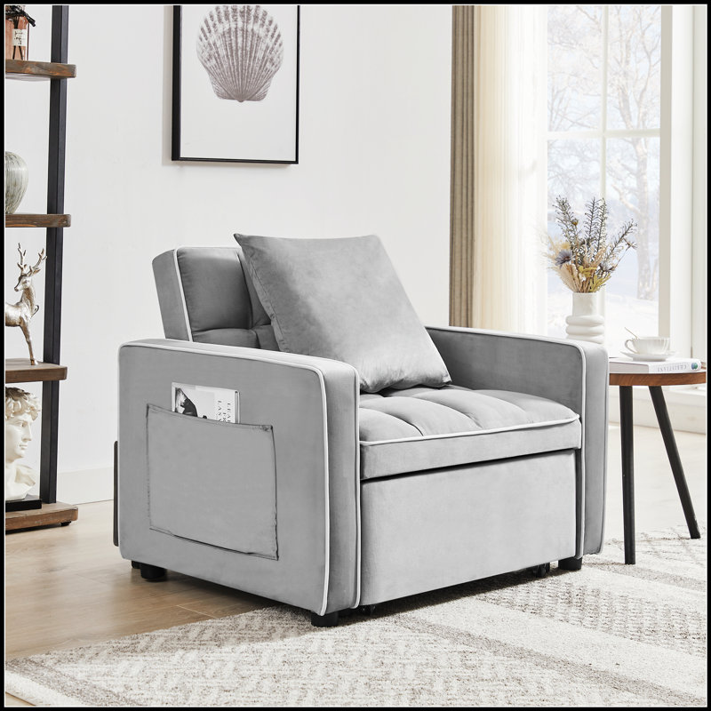 Canapé-lit polyvalent en velours, convertible en fauteuil inclinable et lit simple, parfait pour les espaces de vie modernes