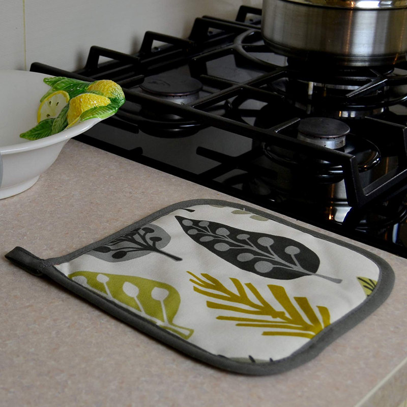Latitude Run Alexys Floral Cotton Potholder, Ochre Yellow