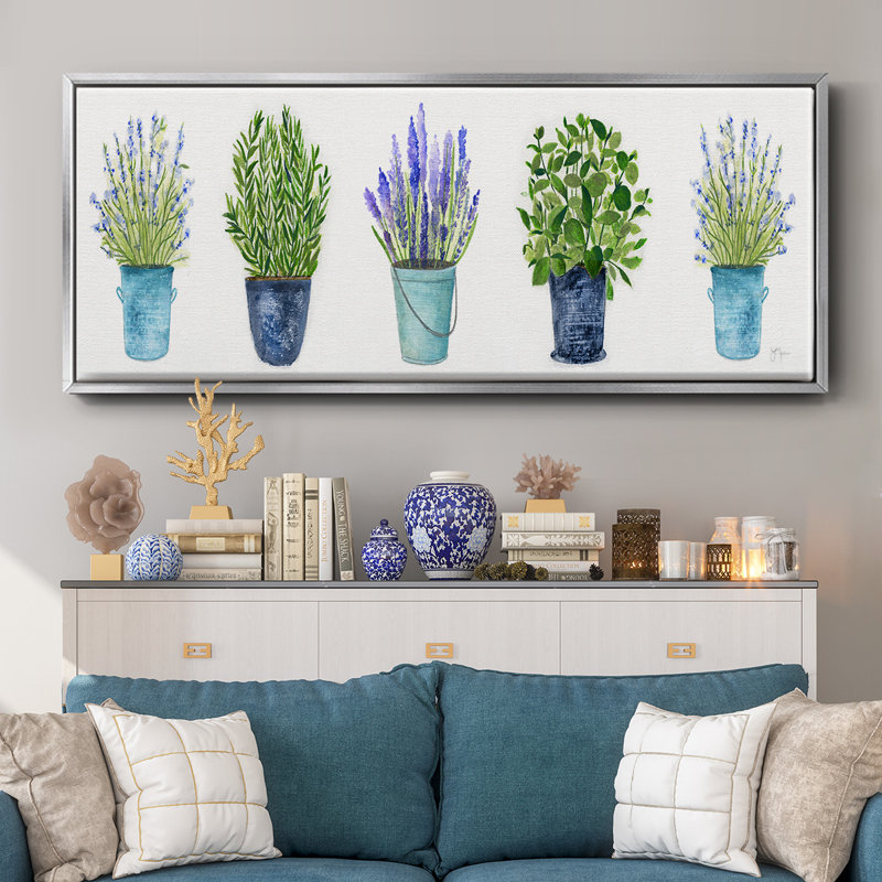 Herbs In A Row- Framed Canvas, 20" H x 50" W