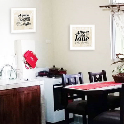 «All You Need Is Coffee», art mural encadré 2 pièces pour décor de maison par Susan Boyer