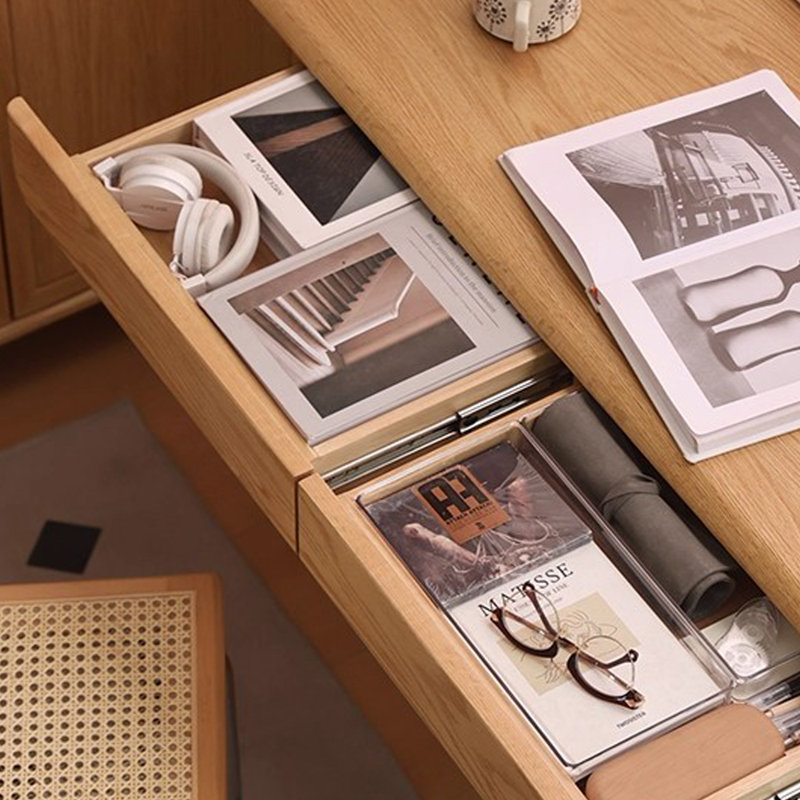 Bureau d'écriture avec tiroir en bois de frêne naturel brun clair, H 30,7 po x l 39,37 po x P 23,62 po