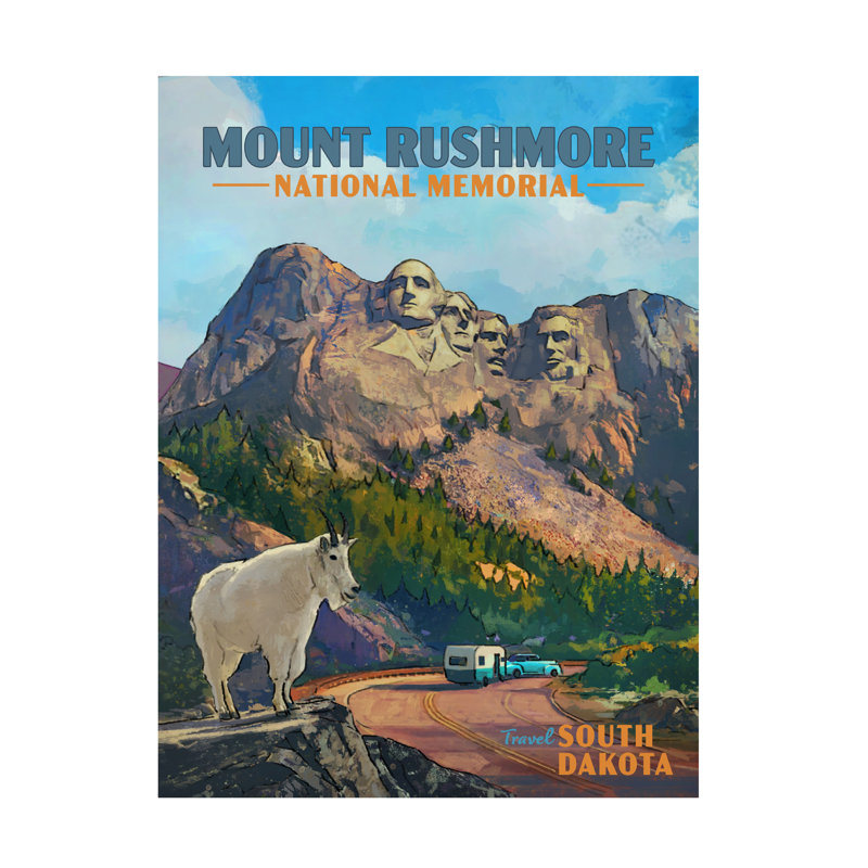 Art mural sur toile tendue - Illustration murale «Mount Rushmore National Memorial» par David Owens pour décoration de salon, de chambre à coucher ou de bureau - 24 x 32