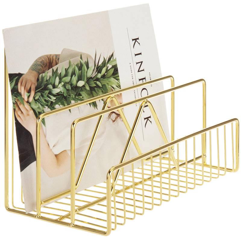 Koemi Metal 3-Slot Desktop Mail File Organiser, Brass