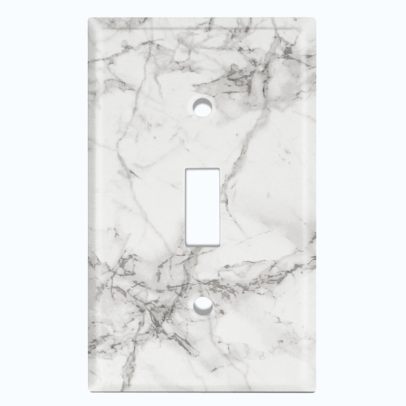 Patterned 1 - Gang Toggle Light Switch Standard Wall Plate, Light Gray/White