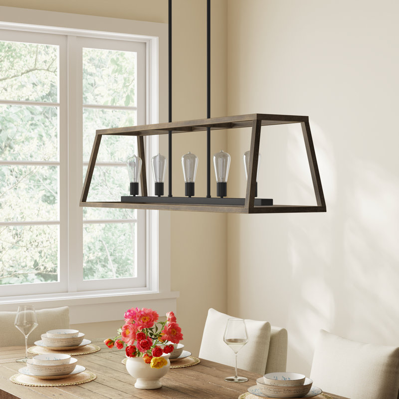 Claysburg 71.5'' H 5-Light Steel and Wood Island Pendant
