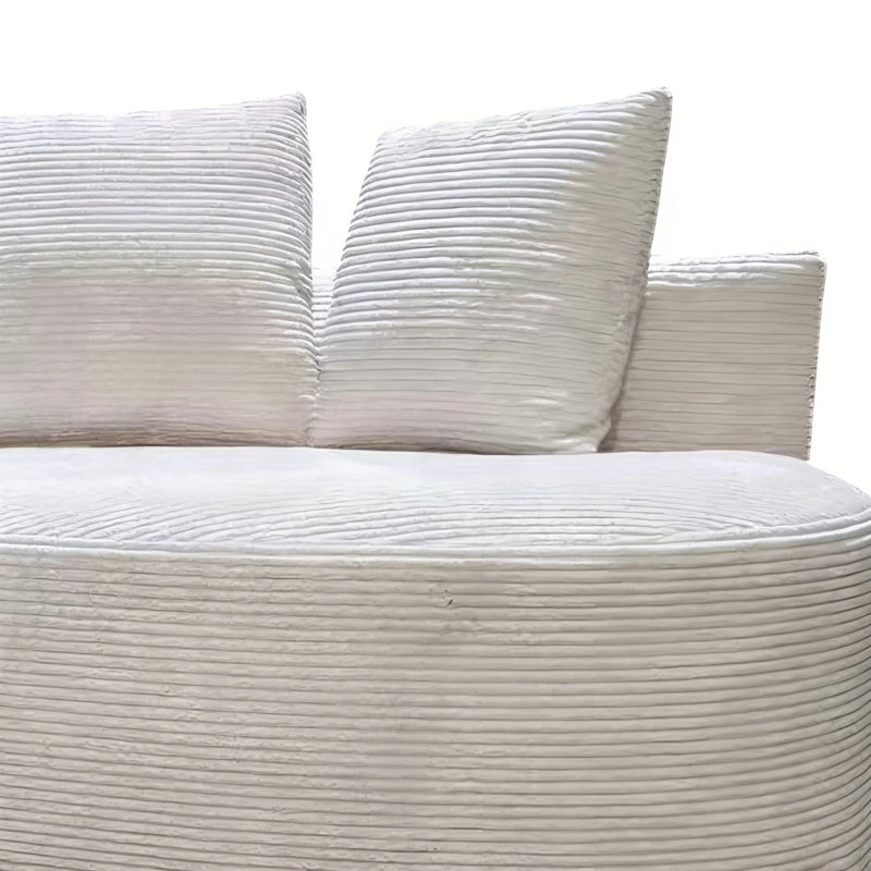Ensemble de canapé modulaire courbé 2 pièces avec coussins, mobilier de salon ergonomique minimaliste, sièges modernes, sans assemblage, canapé et méridienne, beige