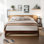 Base de lit plateforme en bambou avec lattes de bois et support en métal, rangement sous le lit de 7,3 po
