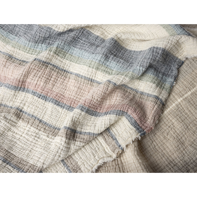 Topanga Organic Matelasse Woven Throw, Dusk Stripe