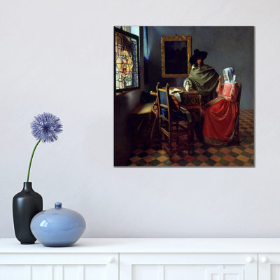 The Wine Glass by Johannes Vermeer - Wrapped Canvas Painting
