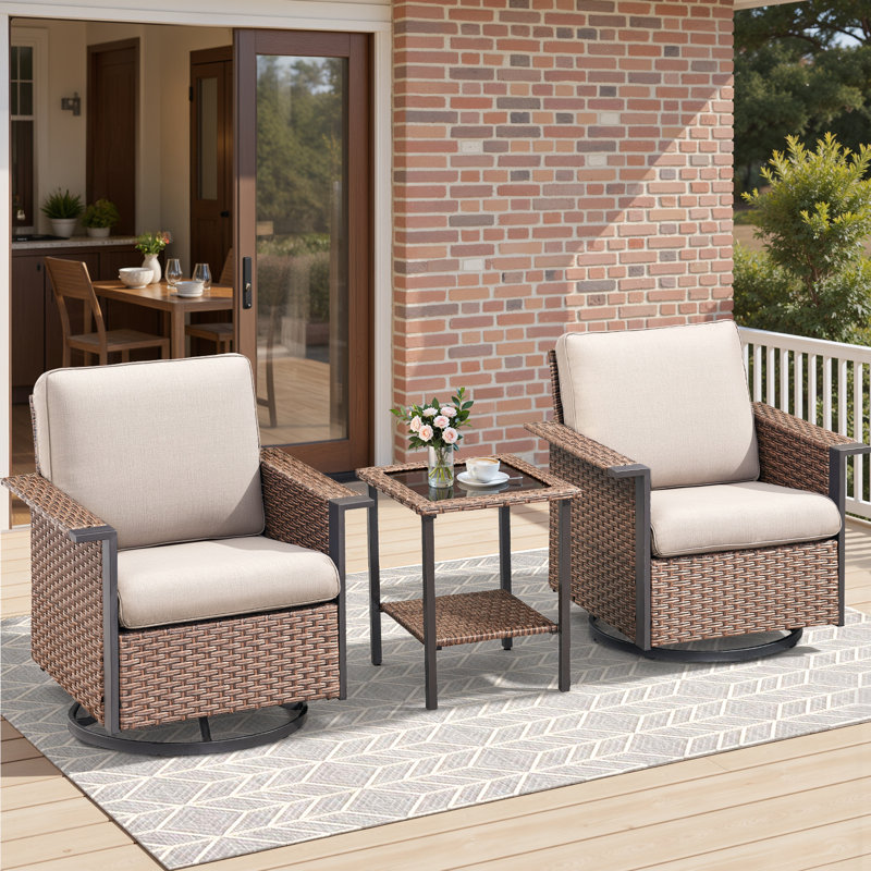Chaise berçante pivotante en osier avec rangement Coady, Beige, Brun